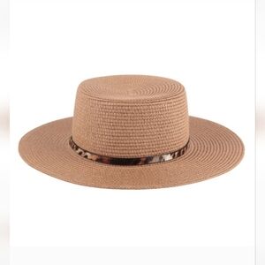 Panama Brim Hat with Leopard Print Buckle